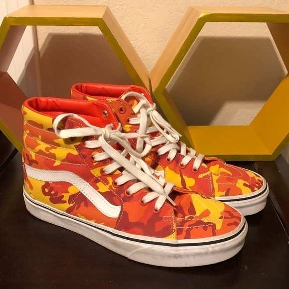 🔥VANS SK8 Orange Camo Hi-Top 🔥 - Picture 3 of 5